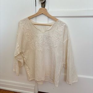 Vintage Embroidered Cream Women's Top
